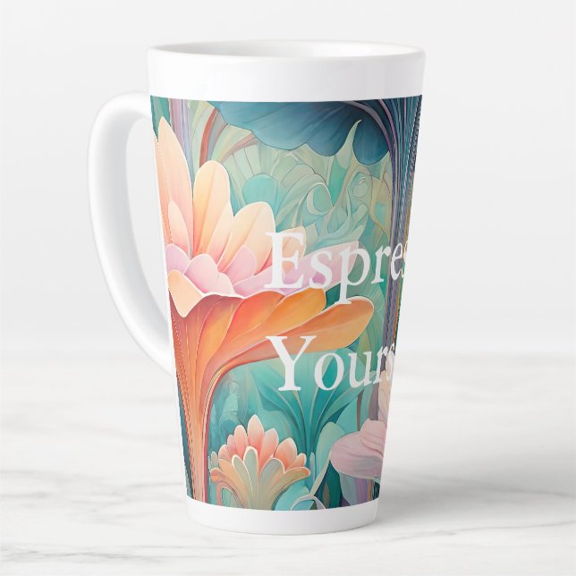 Flora 2 Floral Pastel Latte Mug (Left Angle)