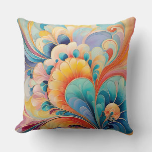 Flora 3 Floral Pastel Throw Pillow