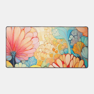 Flora 5 Floral Pastel Desk Mat