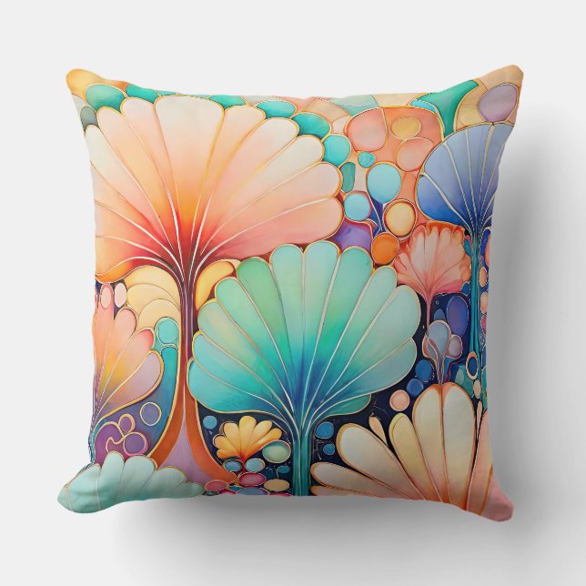 Flora 6 Floral Pastel Throw Pillow (Front)