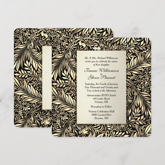 Flora and Fauna Golden Wedding Invitation (Front/Back)