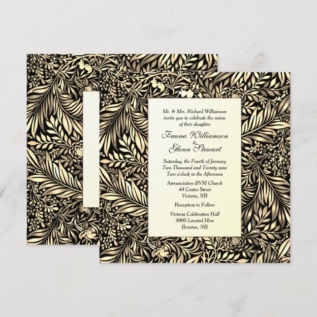 Flora and Fauna Golden Wedding Invitation (Front/Back)
