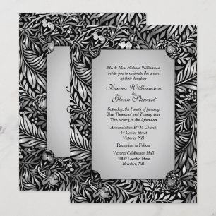 Flora and Fauna Silver Wedding Invitation
