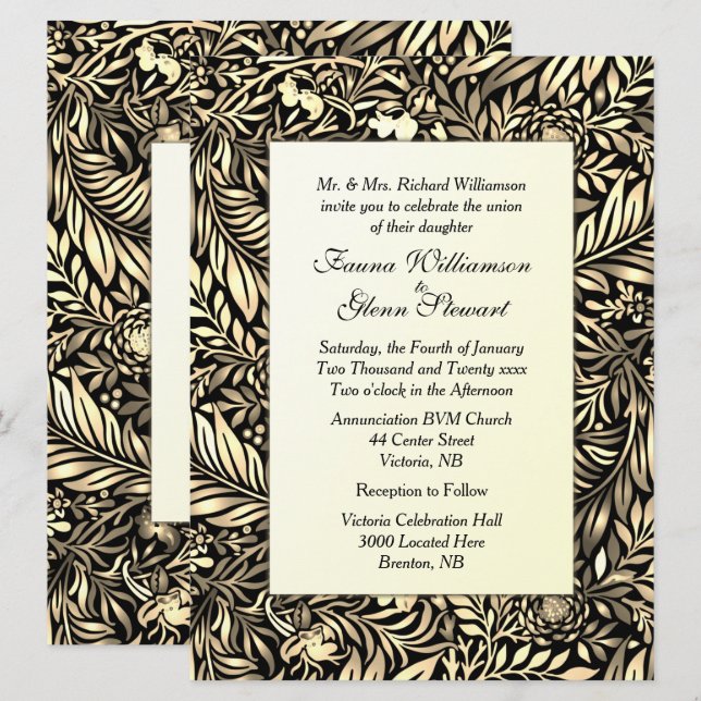 Flora and Fauna Tinted Yellow Wedding Invitation (Front/Back)