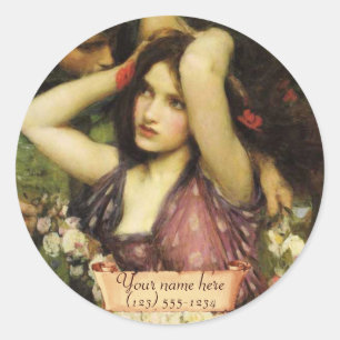 "Flora and the Zephyrs" Pre-Raphaelite Bookplate Classic Round Sticker