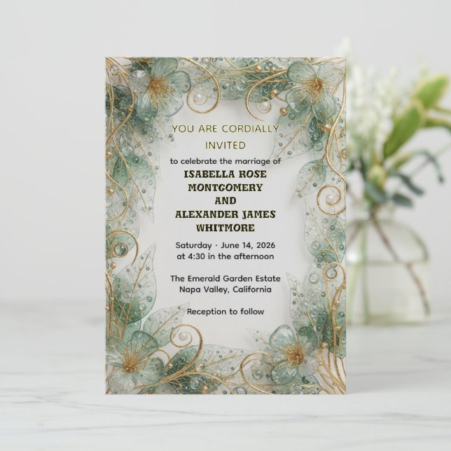 Flora Botanical Elegant Garden Wedding Invitation (Standing Front)