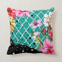 Flora Brazilica | teal pink quatrefoil floral