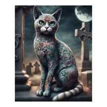 "Flora" Day of the Dead Cat, Dia De Los Muertos 