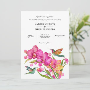 Flora fauna minimalist wedding invitation