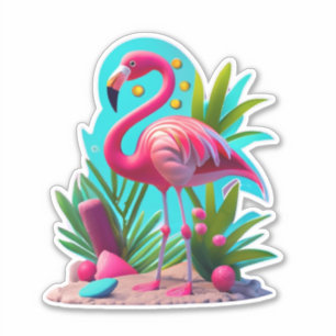 Flora Flamingo Classic Round Sticker