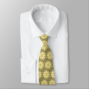 Flora Foulard Flower Khaki & Yellow Two-sided Tie