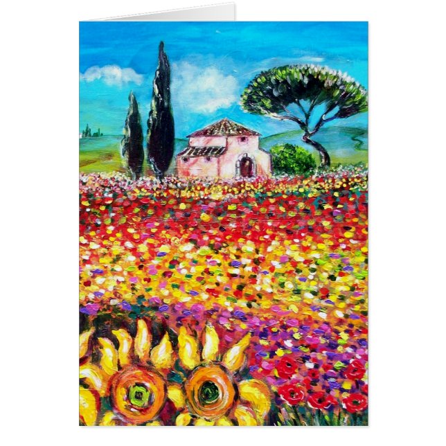 FLORA IN TUSCANY/ Fields ,Poppies and Sunflowers (Front)