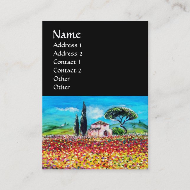 FLORA IN TUSCANY/ Fields ,Poppies and Sunflowers Business Card (Front)