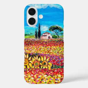 FLORA IN TUSCANY/ Fields ,Poppies and Sunflowers iPhone 16 Case
