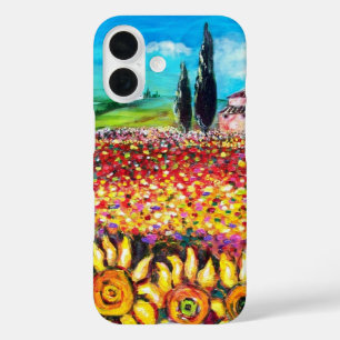 FLORA IN TUSCANY/ Fields ,Poppies and Sunflowers iPhone 16 Case