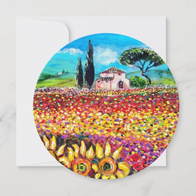 FLORA IN TUSCANY/ Fields ,Poppies and Sunflowers Invitation (Front)