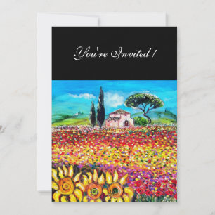 FLORA IN TUSCANY/ Fields ,Poppies and Sunflowers Invitation
