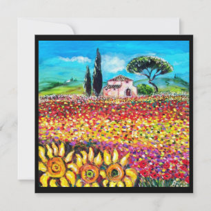FLORA IN TUSCANY/ Fields ,Poppies and Sunflowers Invitation