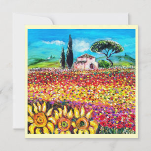 FLORA IN TUSCANY/ Fields ,Poppies and Sunflowers Invitation