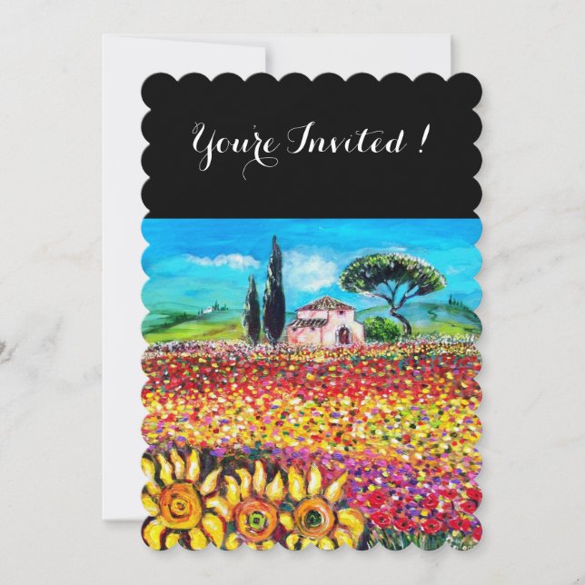 FLORA IN TUSCANY/ Fields ,Poppies and Sunflowers Invitation (Front)