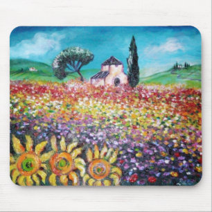 FLORA IN TUSCANY/ Fields ,Poppies and Sunflowers Mouse Mat