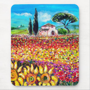 FLORA IN TUSCANY/ Fields ,Poppies and Sunflowers Mouse Mat