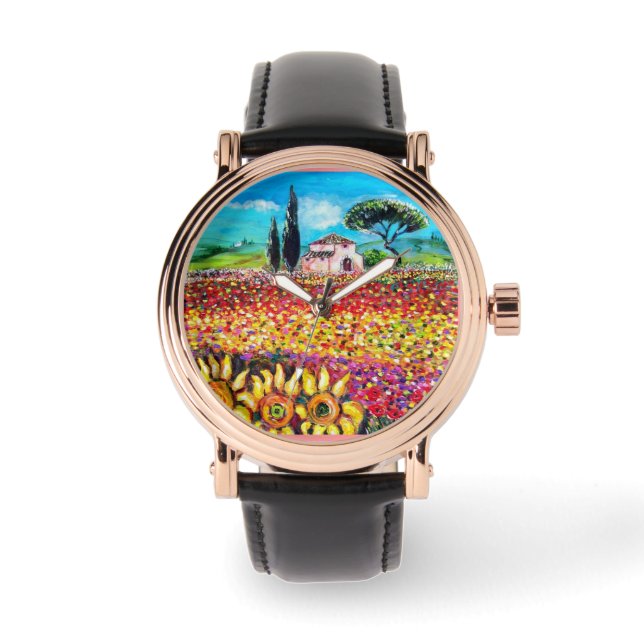 FLORA IN TUSCANY/ Fields ,Poppies and Sunflowers Watch (Front)