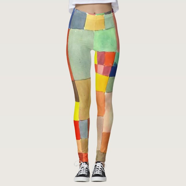 Flora on Sand by Paul Klee, Abstract Art  Leggings (Front)