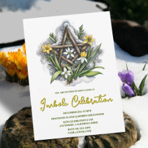 Flora Pentacle Snow & Yellow Flowers Imbolc Party