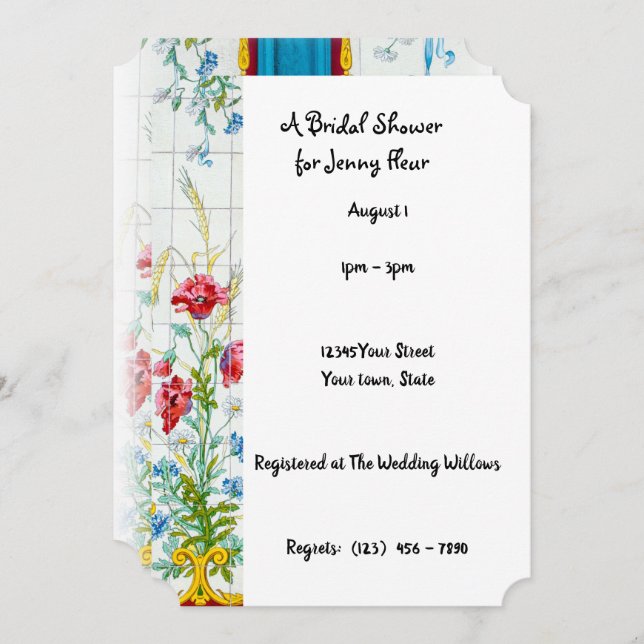 Flora Poppies, Poppy Bridal Shower Invitation (Front/Back)