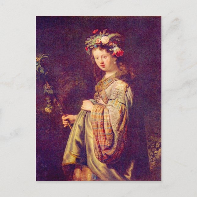 Flora (portrait of Saskia as Flora) by Rembrandt Postcard (Front)