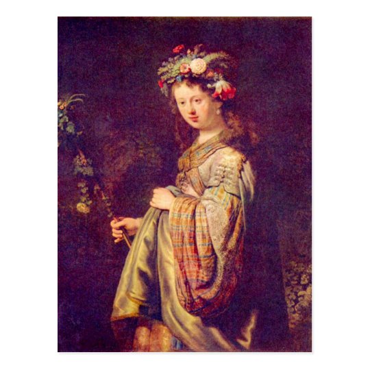 Flora (portrait of Saskia as Flora) by Rembrandt Postcard