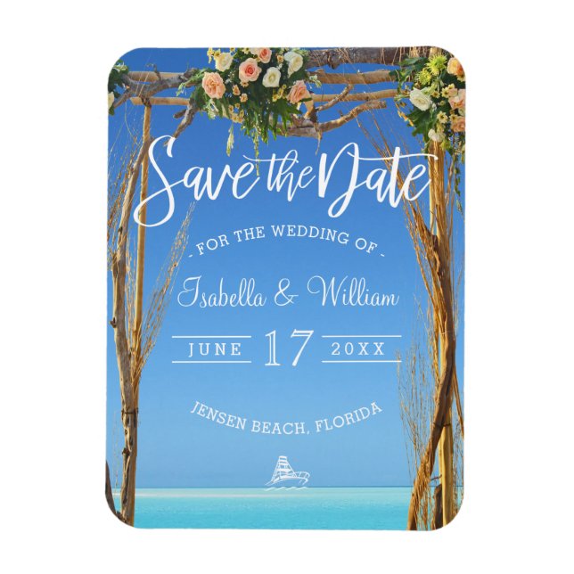 Flora Summer Beach Wedding Gate Save the Date Magnet (Vertical)