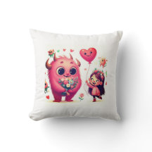 Flora the Friendly Monster Throw Pillow
