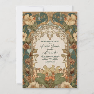 Flora Vintage Art Nouveau Bridal  Invitation