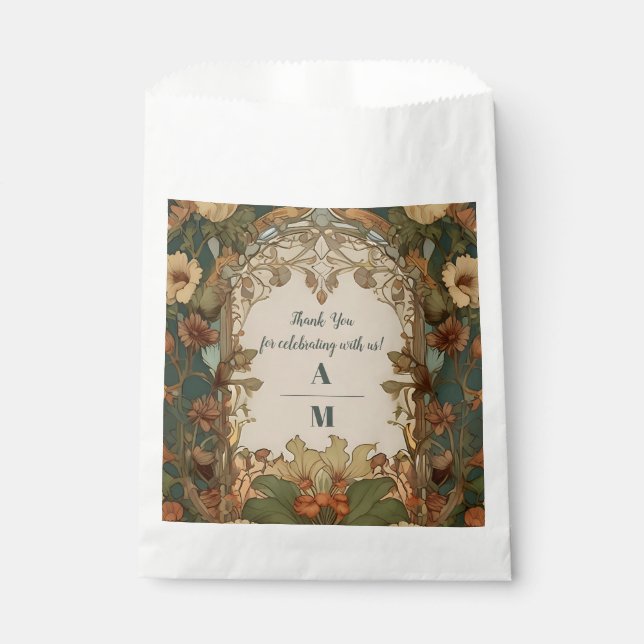 Flora Vintage Art Nouveau Wedding Favour Bags (Front)
