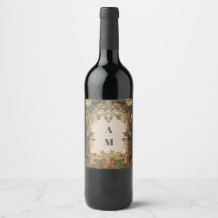 Flora Vintage Art Nouveau Wedding Wine Label
