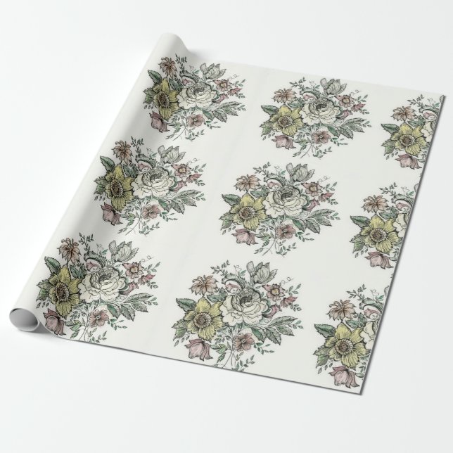 Floraison design on wrapping paper (Unrolled)