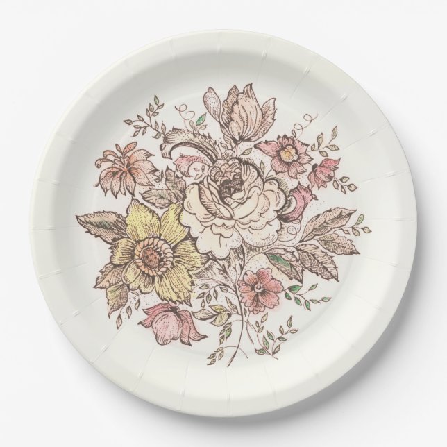 Floraison - pink paper plate (Front)