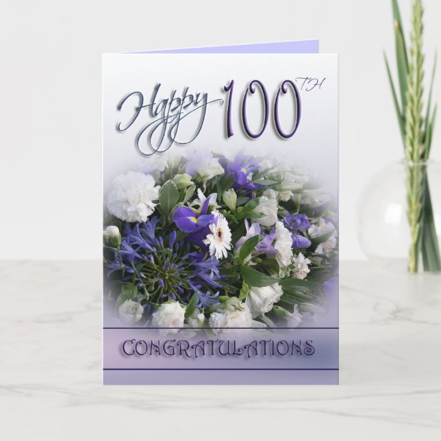 Floral 100th Birthday Congratulations Card (Front)