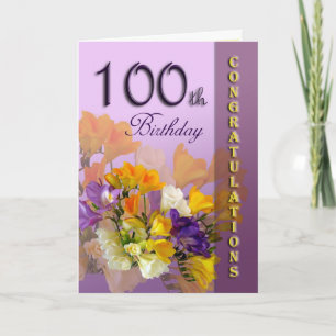 Floral 100th Birthday Congratulations Card