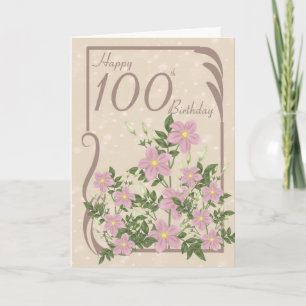 Floral 100th Birthday Greeting Card