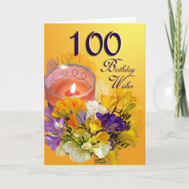 Floral 100th Birthday Wishes Birthday Card (Front)