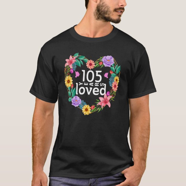 Floral 105 Years Old Birthday T-Shirt (Front)