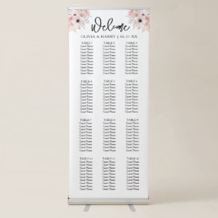 Floral 12 Table Wedding Seat Chart Banner