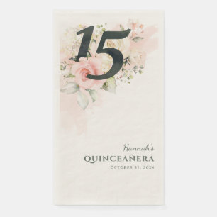 Floral 15th Birthday Party Quinceanera Pink Napkin