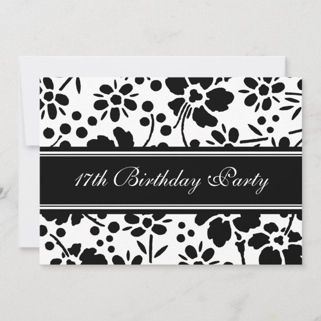 Floral 17th Birthday Party Invitations (Front)