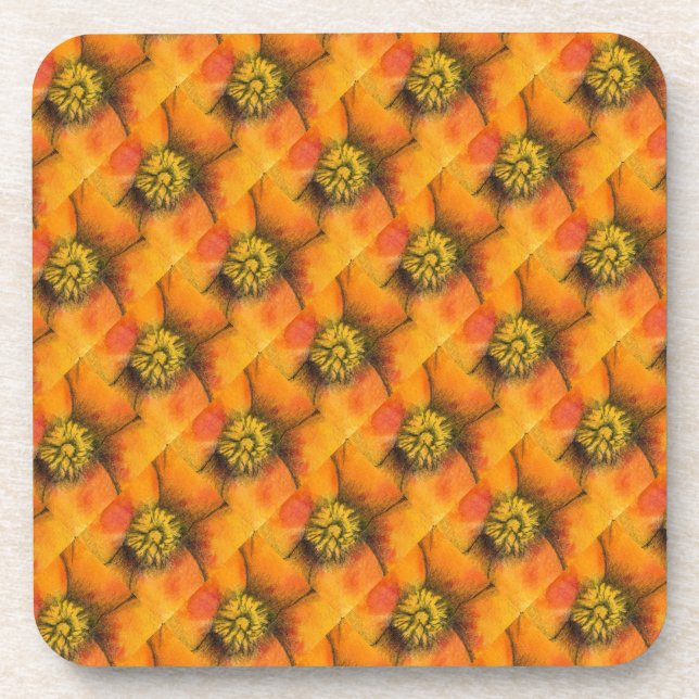 "Floral #1 Tiled Pattern" Floral Coaster Set (Front)