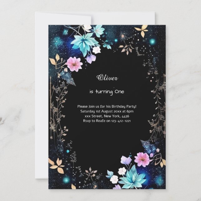 Floral 1st Birthday Invitation (Front)