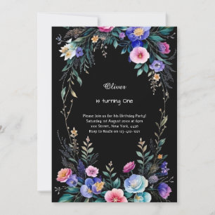 Floral 1st Birthday Invitation